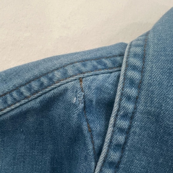 Harley-Davidson Biker Blues Womens Chambray Cropped Tie Front Shirt Y2K S - Picture 8 of 12